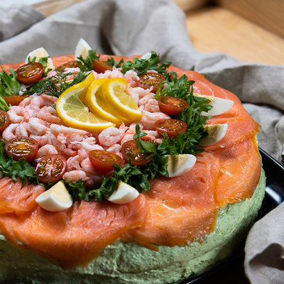 Smörgåstårta skagen med lax